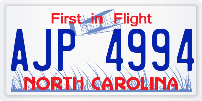 NC license plate AJP4994