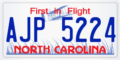 NC license plate AJP5224