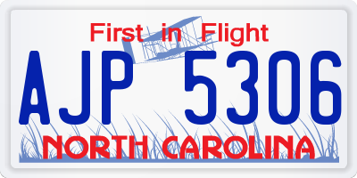 NC license plate AJP5306