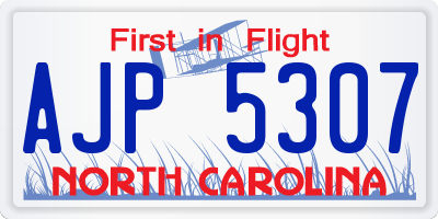 NC license plate AJP5307