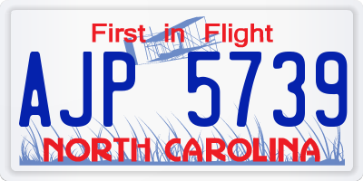 NC license plate AJP5739