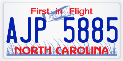 NC license plate AJP5885