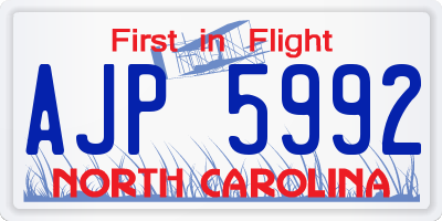 NC license plate AJP5992