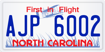 NC license plate AJP6002