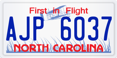 NC license plate AJP6037