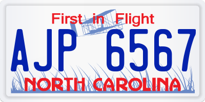 NC license plate AJP6567