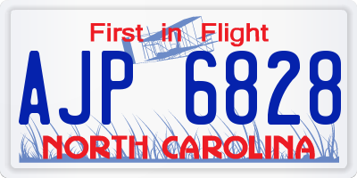 NC license plate AJP6828