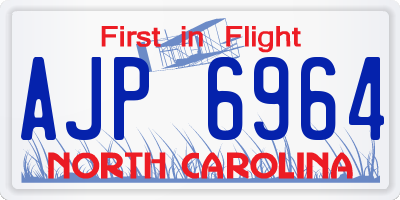 NC license plate AJP6964