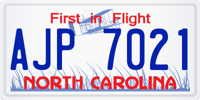 NC license plate AJP7021