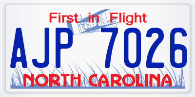 NC license plate AJP7026