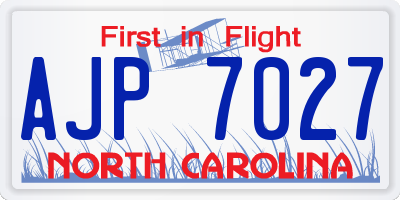 NC license plate AJP7027
