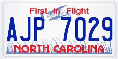 NC license plate AJP7029