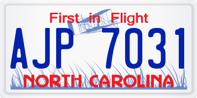 NC license plate AJP7031