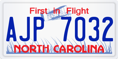 NC license plate AJP7032