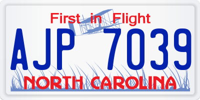 NC license plate AJP7039