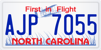 NC license plate AJP7055