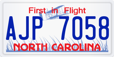 NC license plate AJP7058