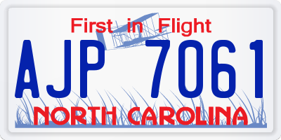 NC license plate AJP7061
