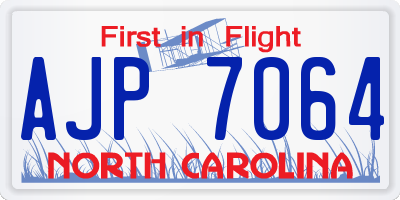 NC license plate AJP7064