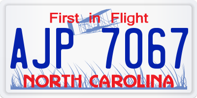 NC license plate AJP7067