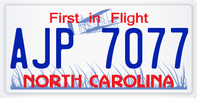NC license plate AJP7077