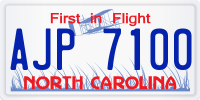 NC license plate AJP7100
