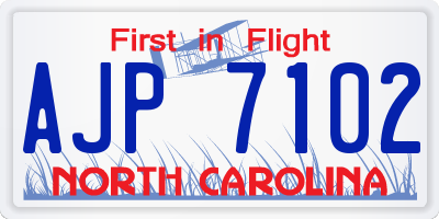 NC license plate AJP7102