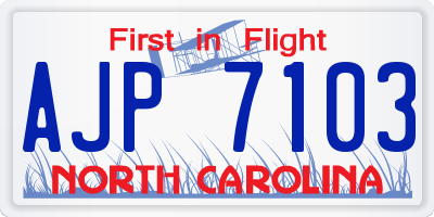 NC license plate AJP7103
