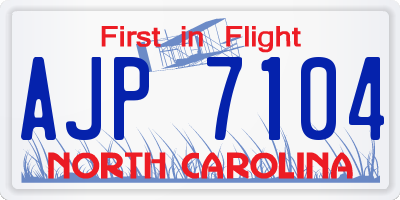 NC license plate AJP7104