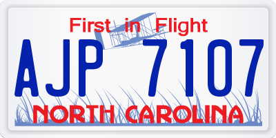 NC license plate AJP7107