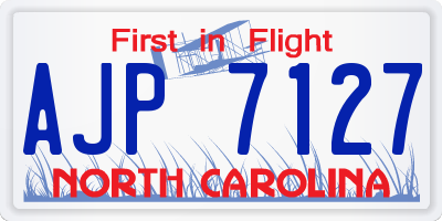 NC license plate AJP7127
