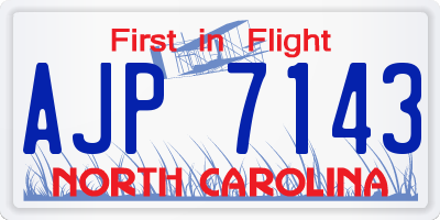NC license plate AJP7143