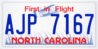 NC license plate AJP7167