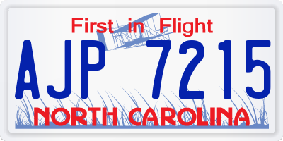 NC license plate AJP7215