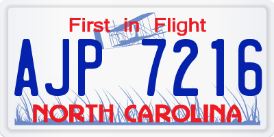 NC license plate AJP7216