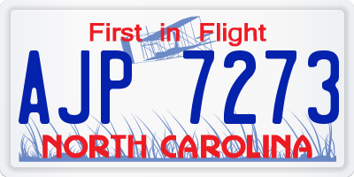 NC license plate AJP7273