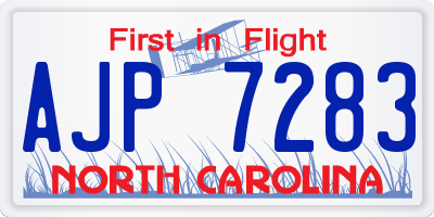 NC license plate AJP7283