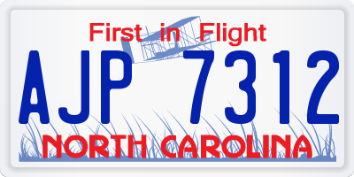 NC license plate AJP7312