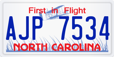 NC license plate AJP7534