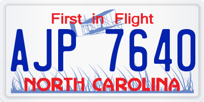 NC license plate AJP7640