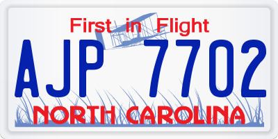 NC license plate AJP7702