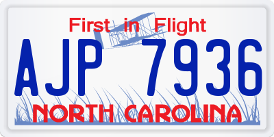 NC license plate AJP7936