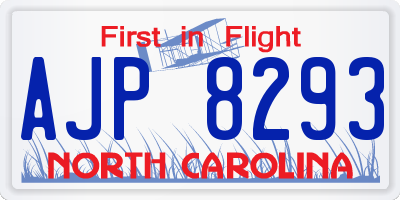 NC license plate AJP8293