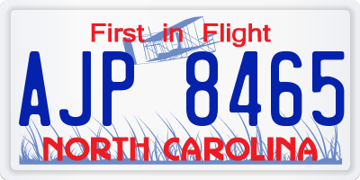 NC license plate AJP8465