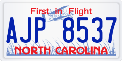NC license plate AJP8537