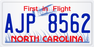 NC license plate AJP8562