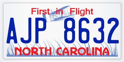 NC license plate AJP8632