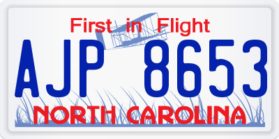 NC license plate AJP8653