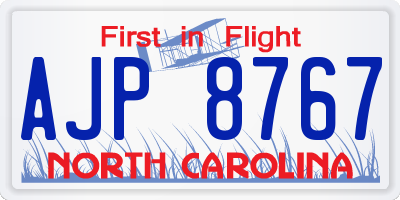 NC license plate AJP8767