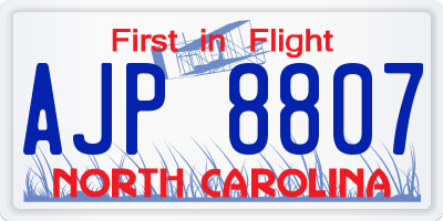 NC license plate AJP8807